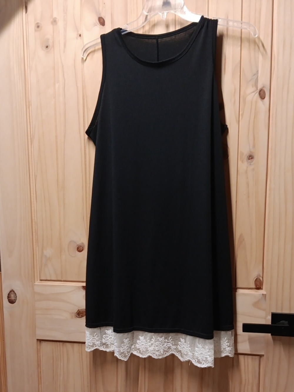 Black Lace Trim Tank Slip Dress